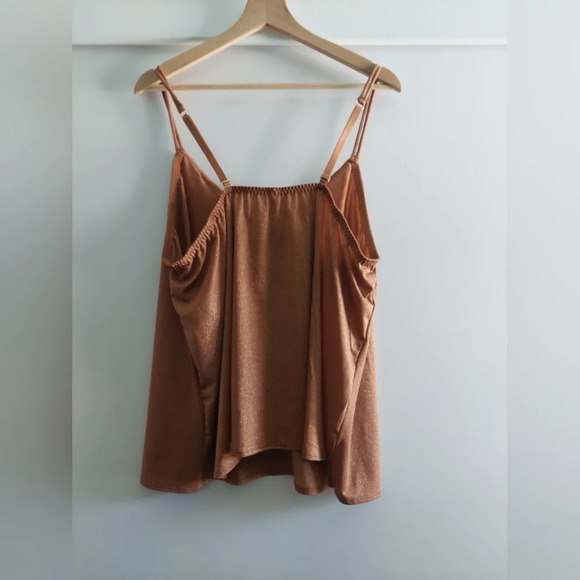 (2) Cacique 22-24 shimmer Camisole tanks Rust Orange & Black New - Picture 9 of 9
